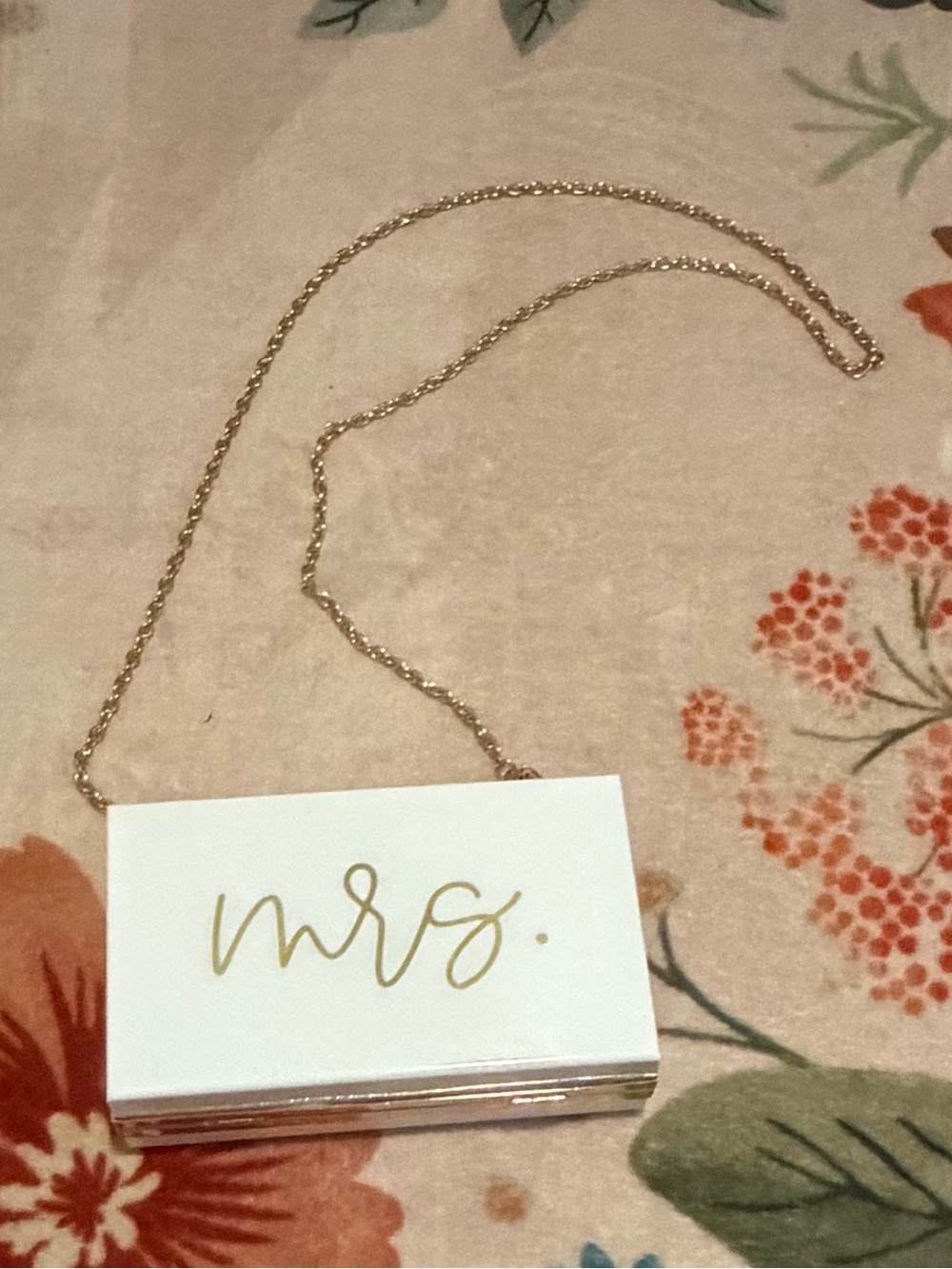 Mrs. Script Clutch with Gold Chain